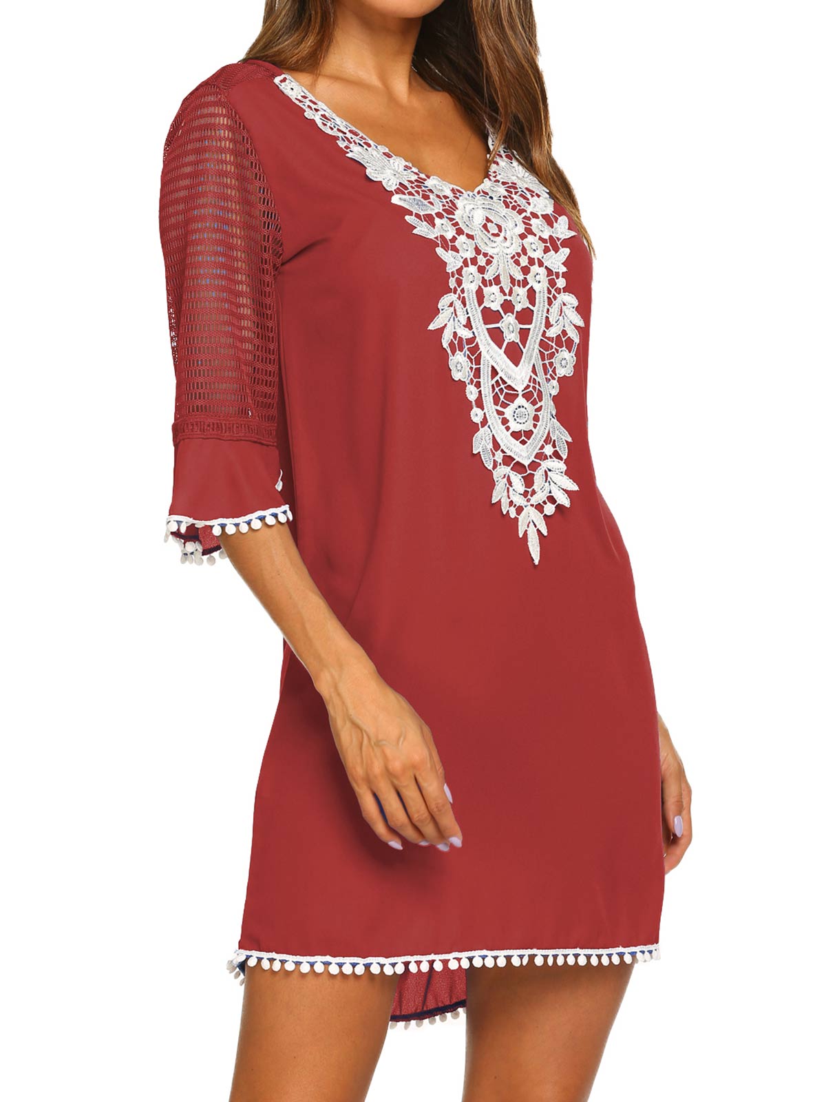 Lace Crochet Chiffon Coverups