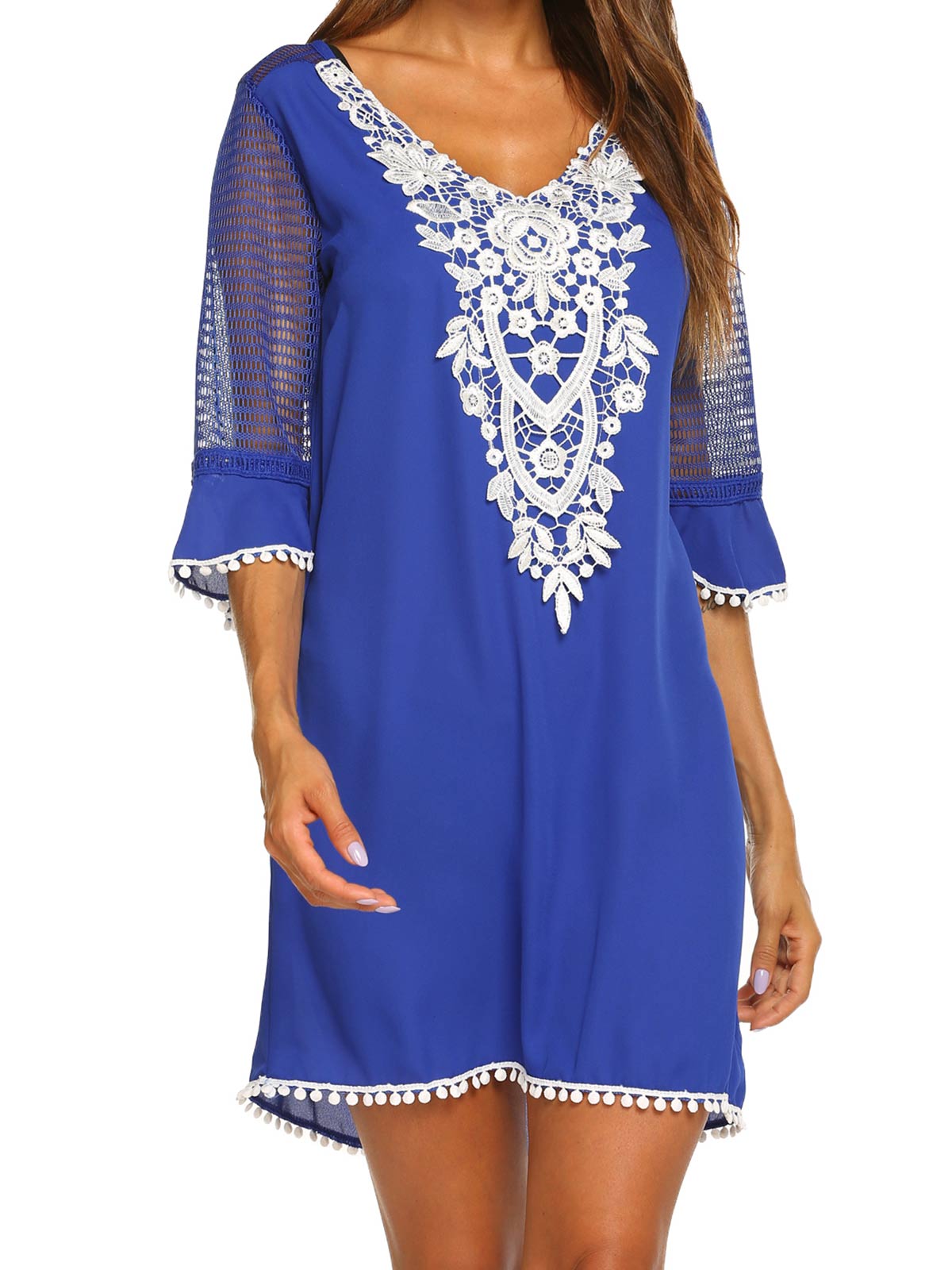 Lace Crochet Chiffon Coverups