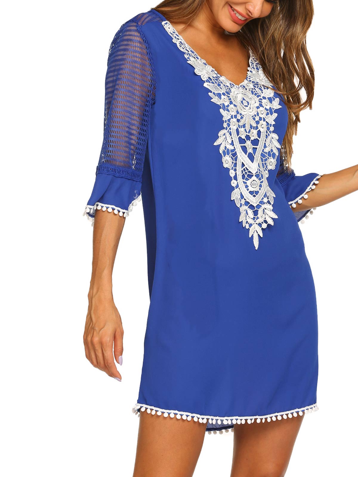 Lace Crochet Chiffon Coverups