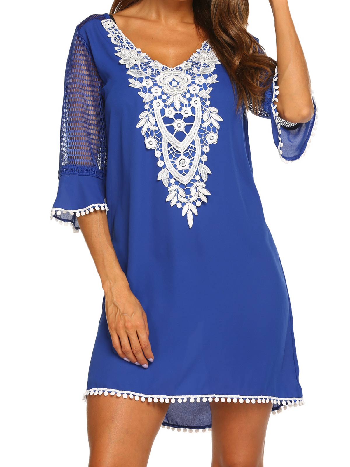 Lace Crochet Chiffon Coverups