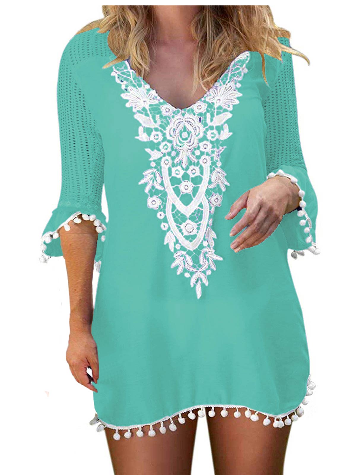 Lace Crochet Chiffon Coverups