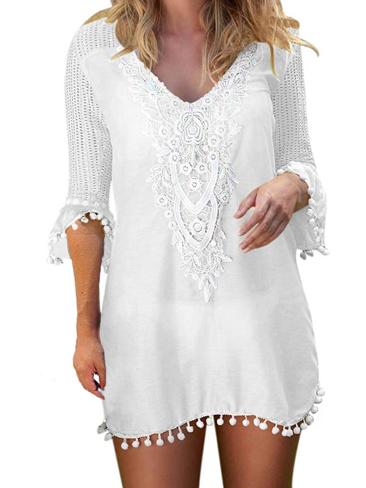 Lace Crochet Chiffon Coverups