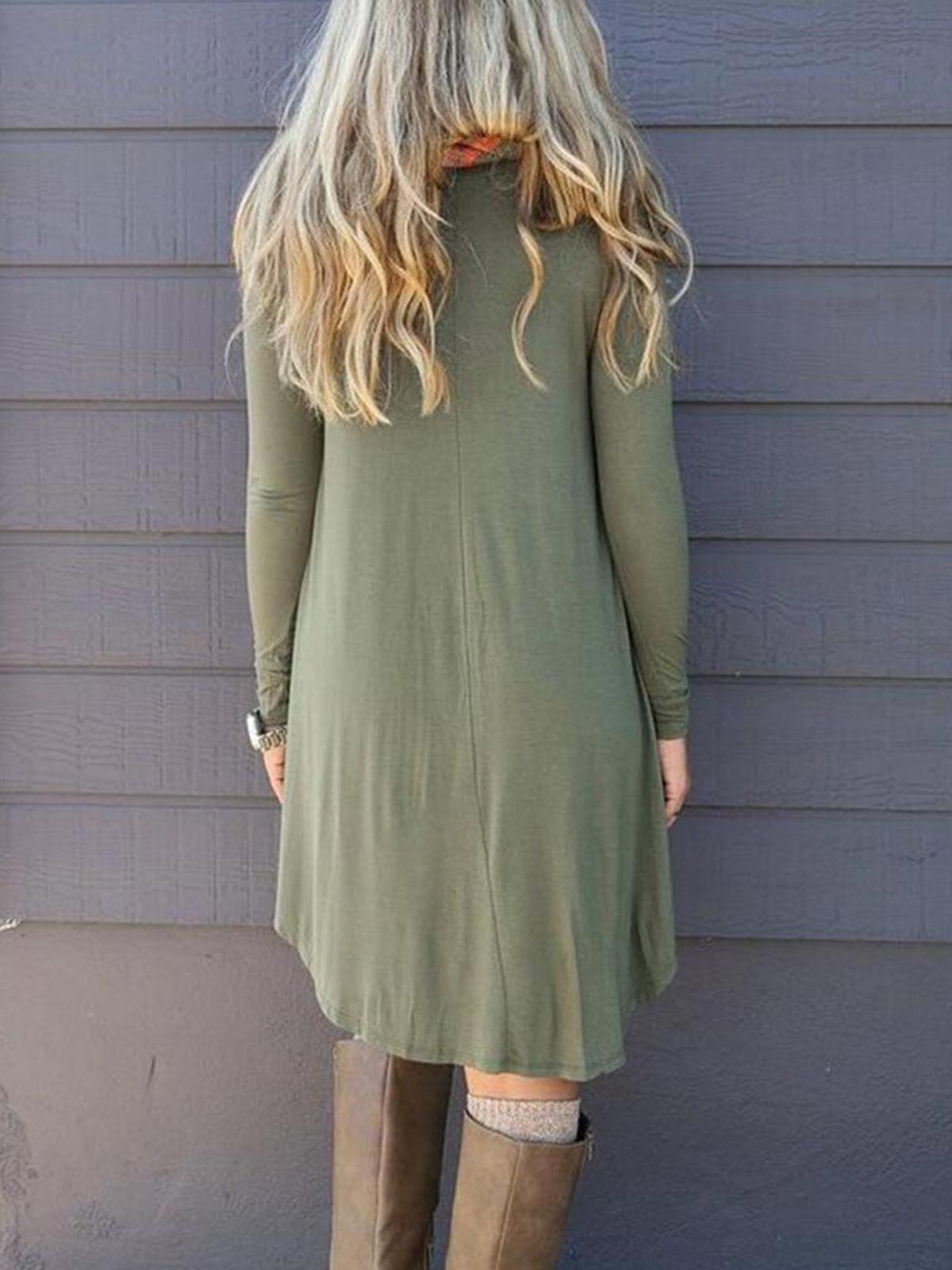 Ruffled Hem Long Sleeve Dress