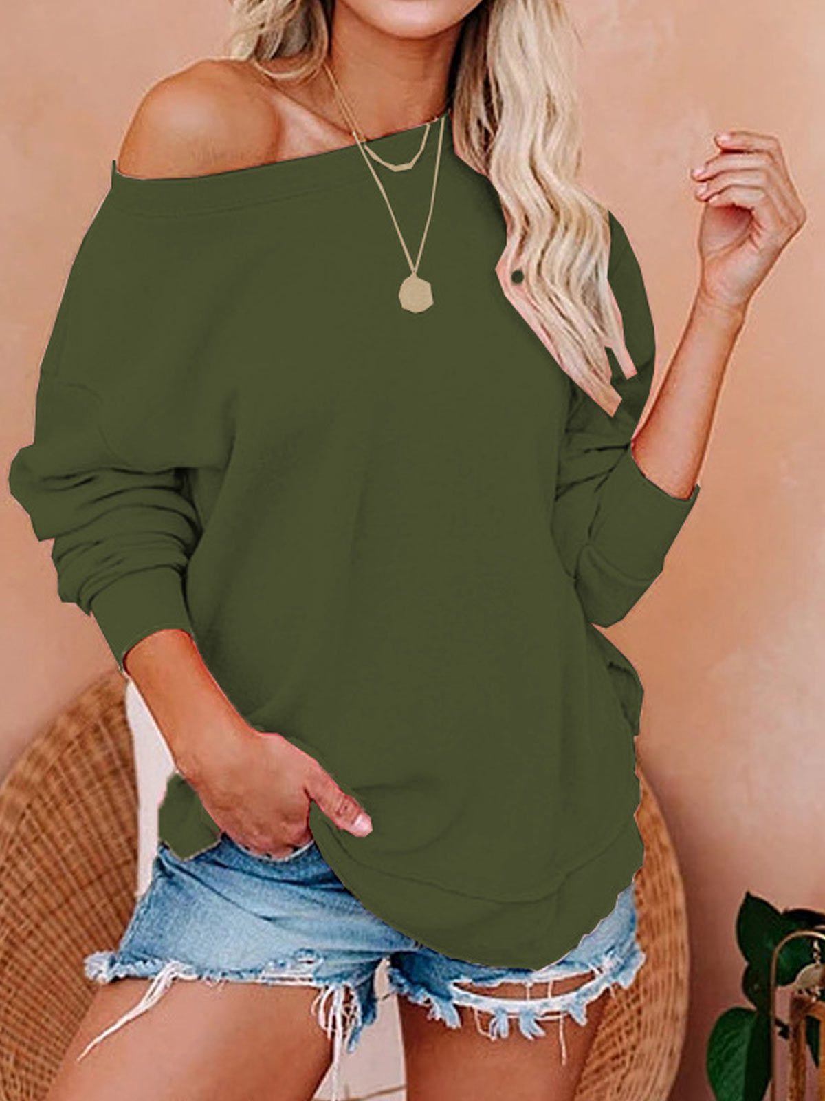 Off Shoulder Solid Tops