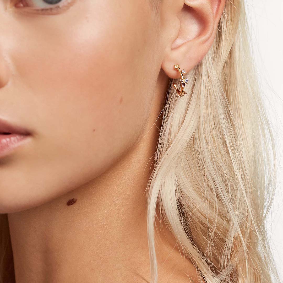 Five Stone Gold Earrings