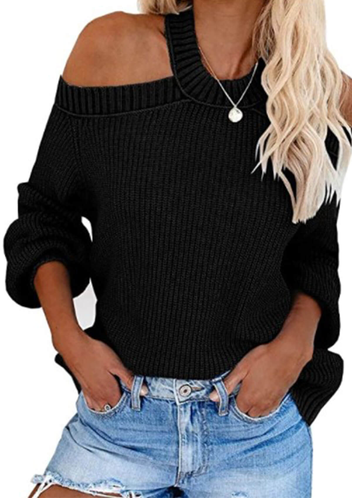 Cold Shoulder Knit Sweater