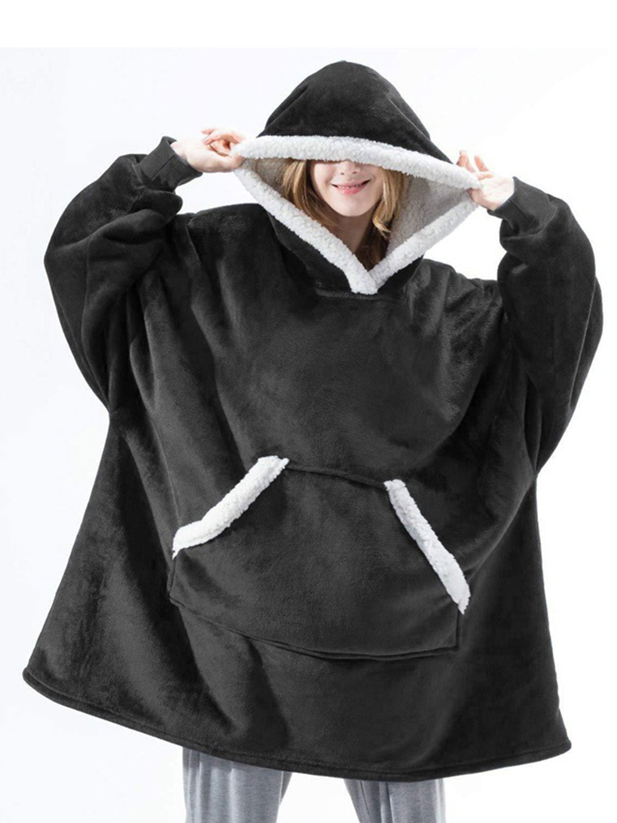 Oversize Lamb Fleece Lounging Hooded Sweater❄