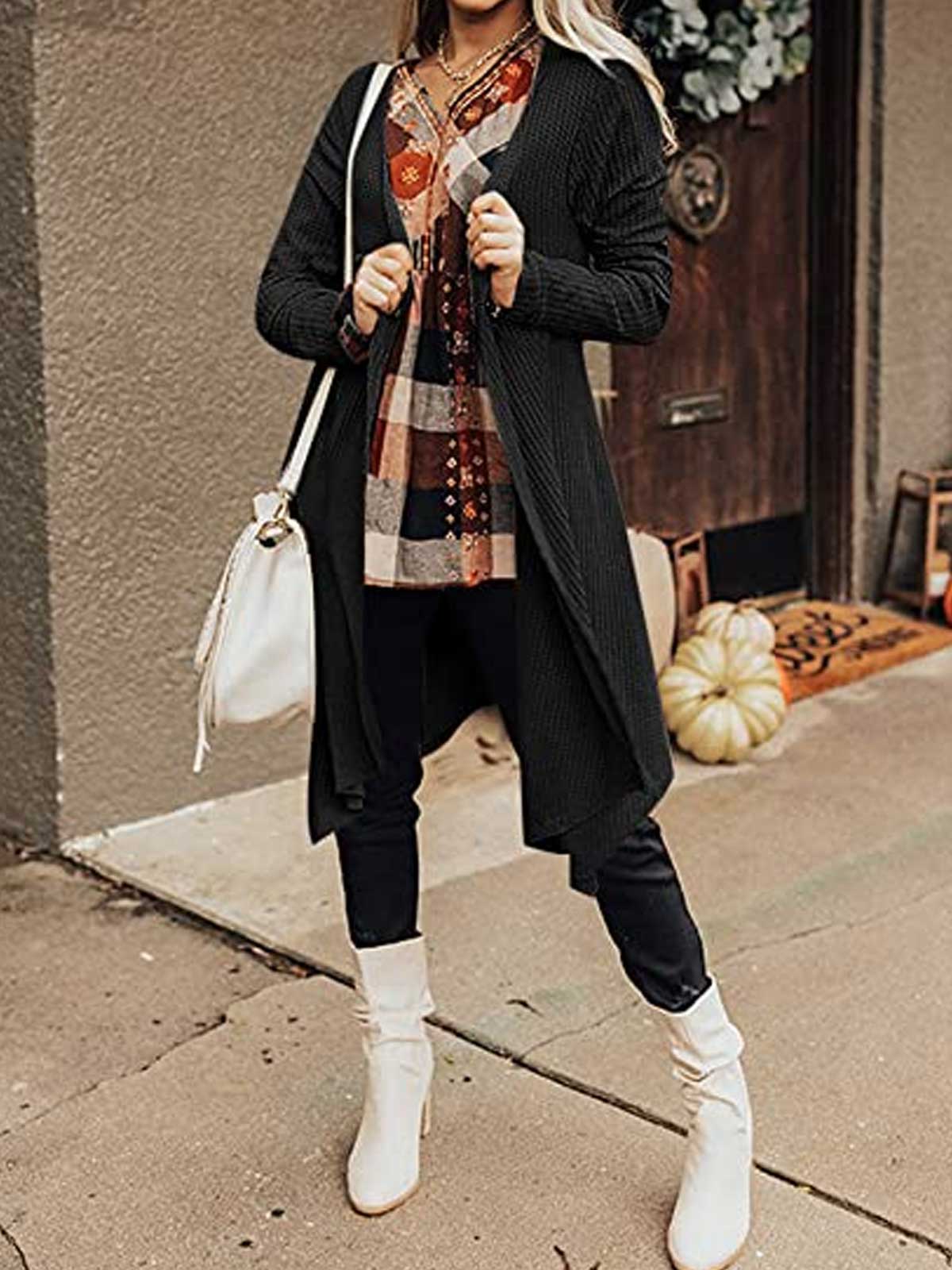 Irregular Hem Front Open Cardigan