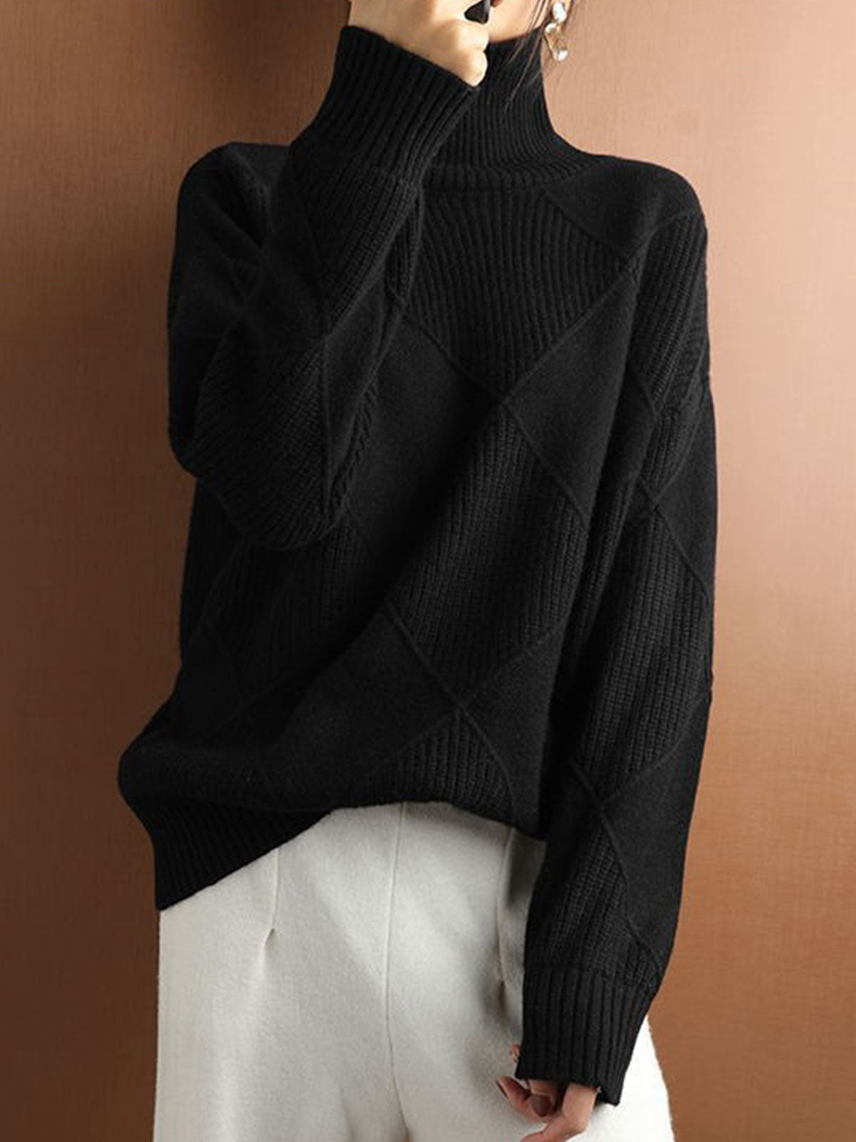 Cashmere Turtleneck Solid Color Sweater