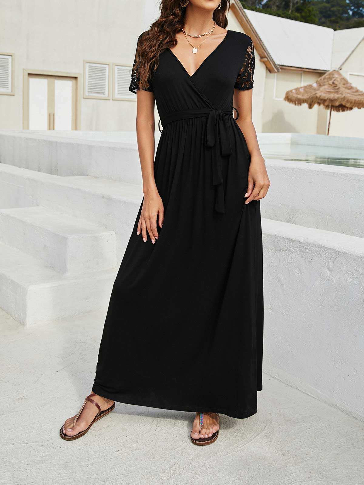 Lace Ruffled Maxi Dress