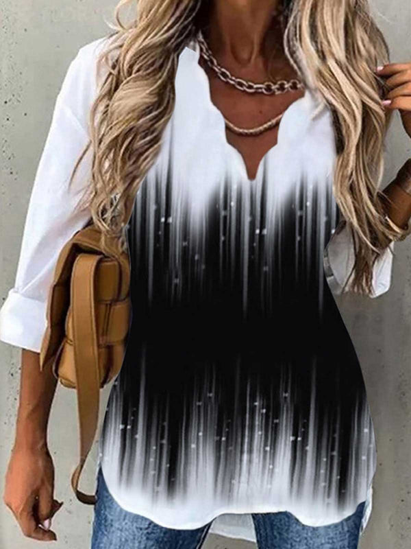 V-neck Ombre Print Top