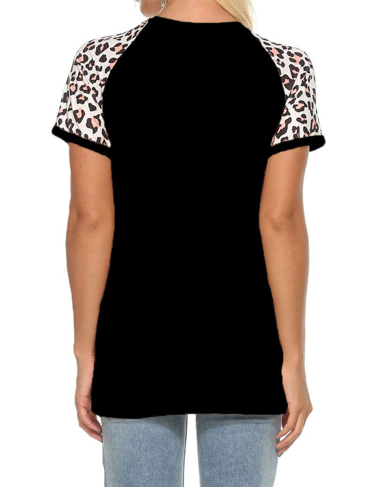 Leopard Print Raglan Sleeve T-Shirt