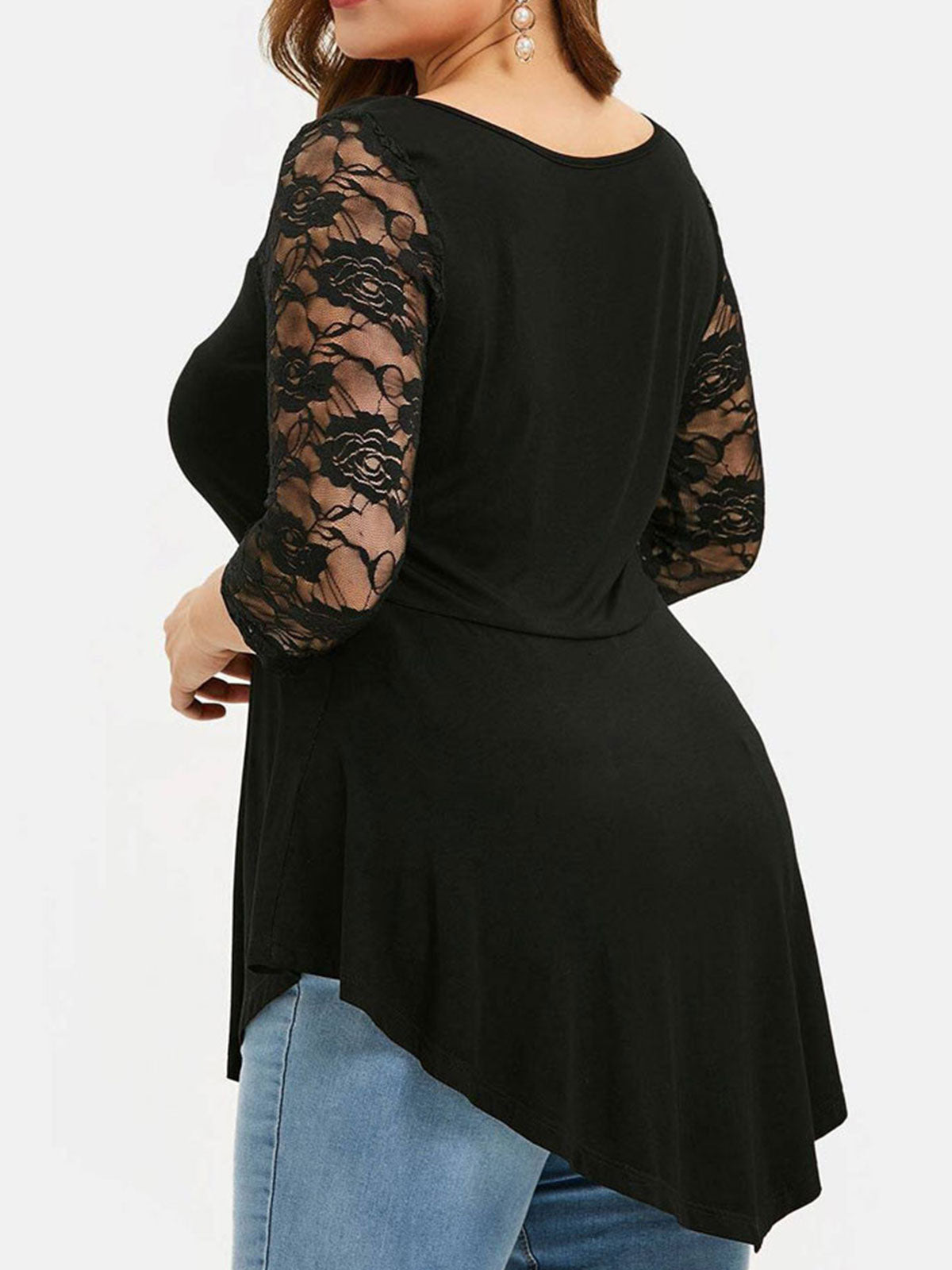 Oversiize Lace Iregular Hem Tops