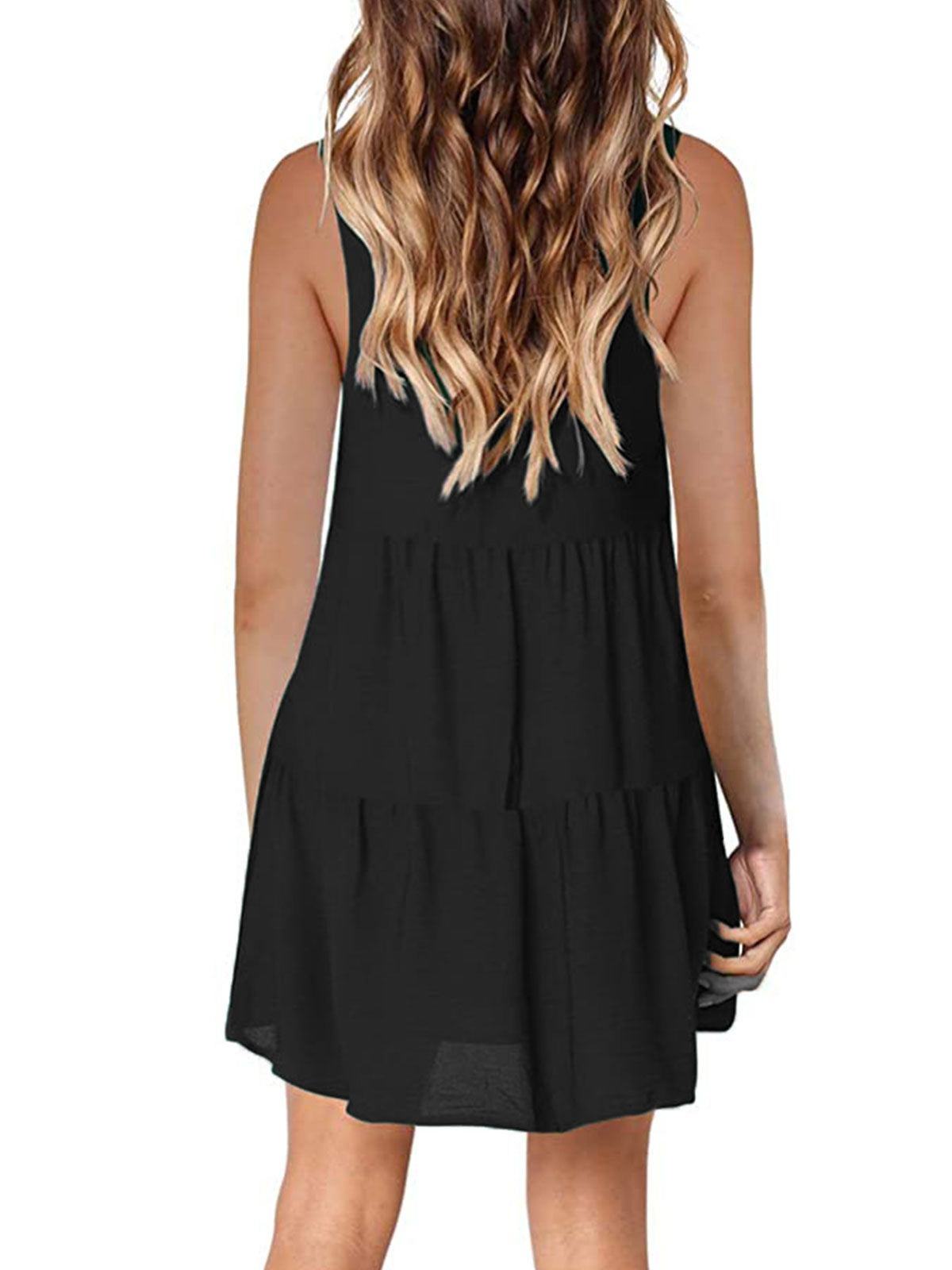 Plain Ruffled V-Neck Dresses