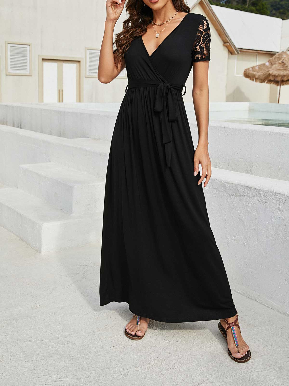 Lace Ruffled Maxi Dress