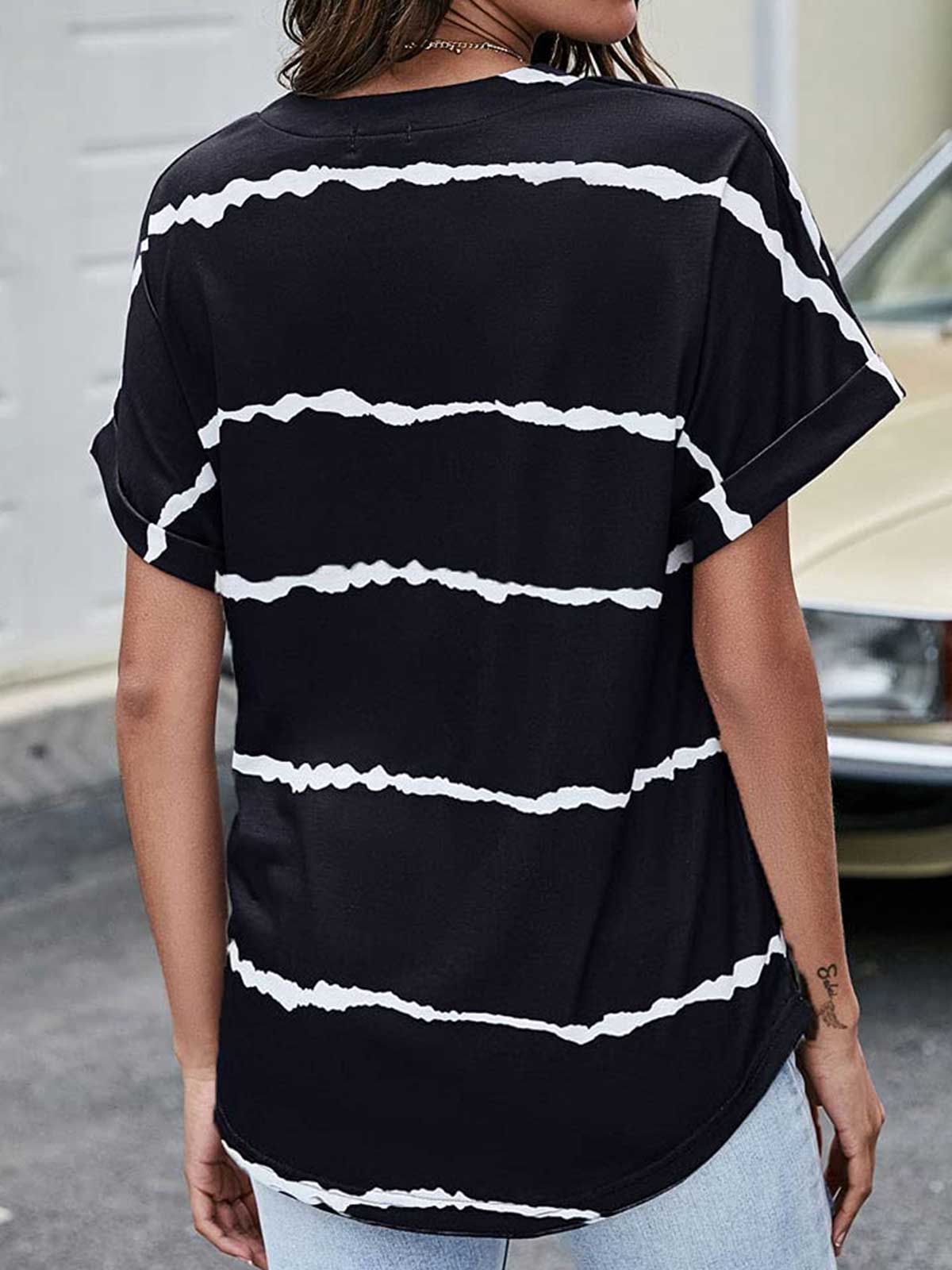 Striped V Neck T-shirt