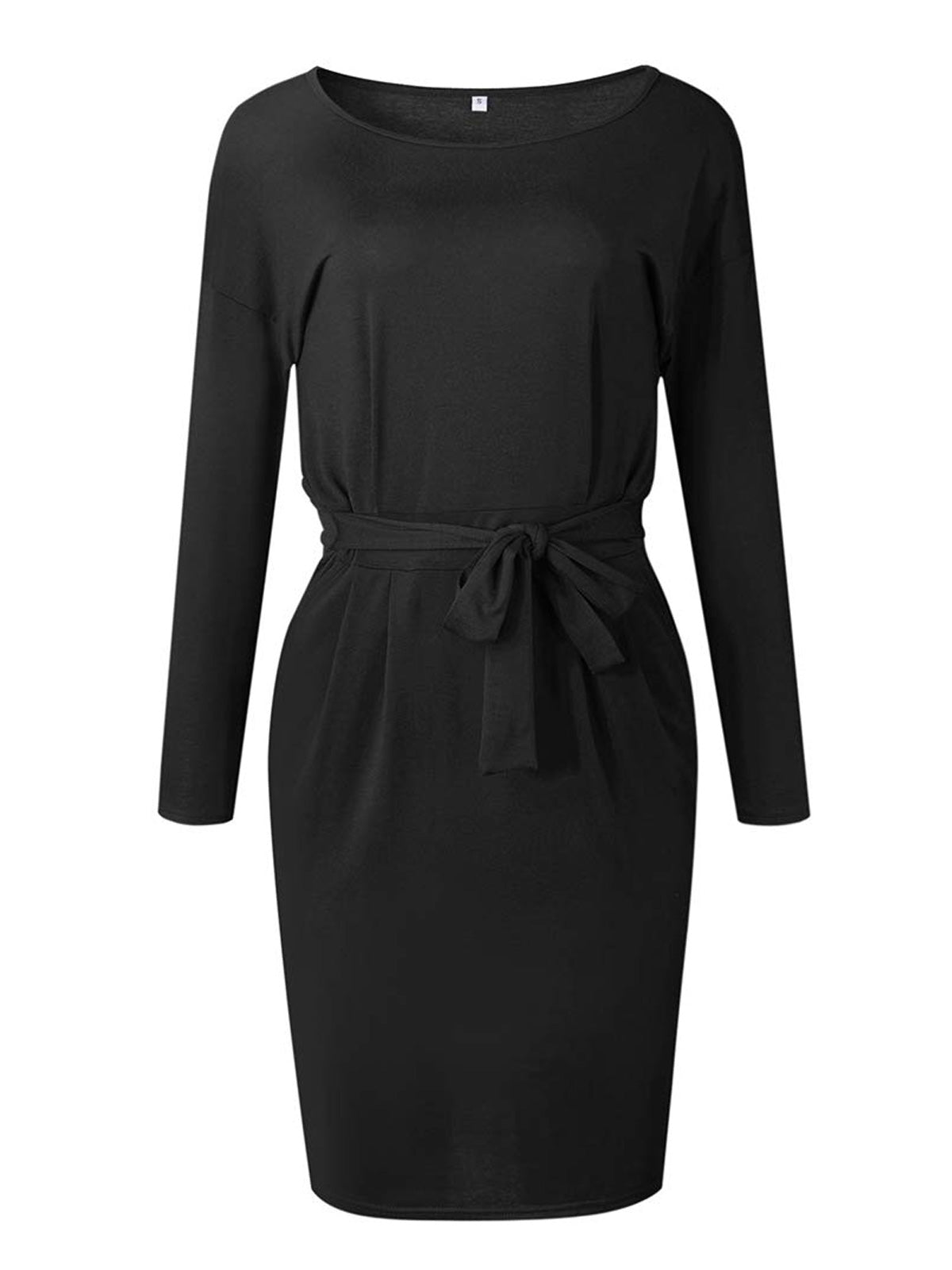 Plain Midi Bodycon Dress with Belt