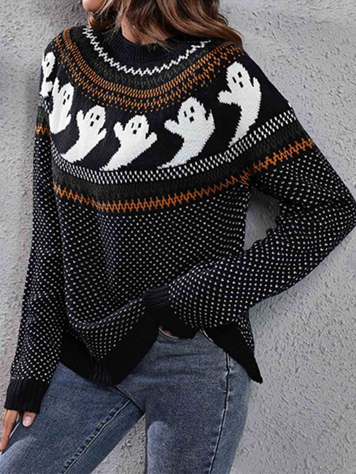 Ghost Print Knit Sweater