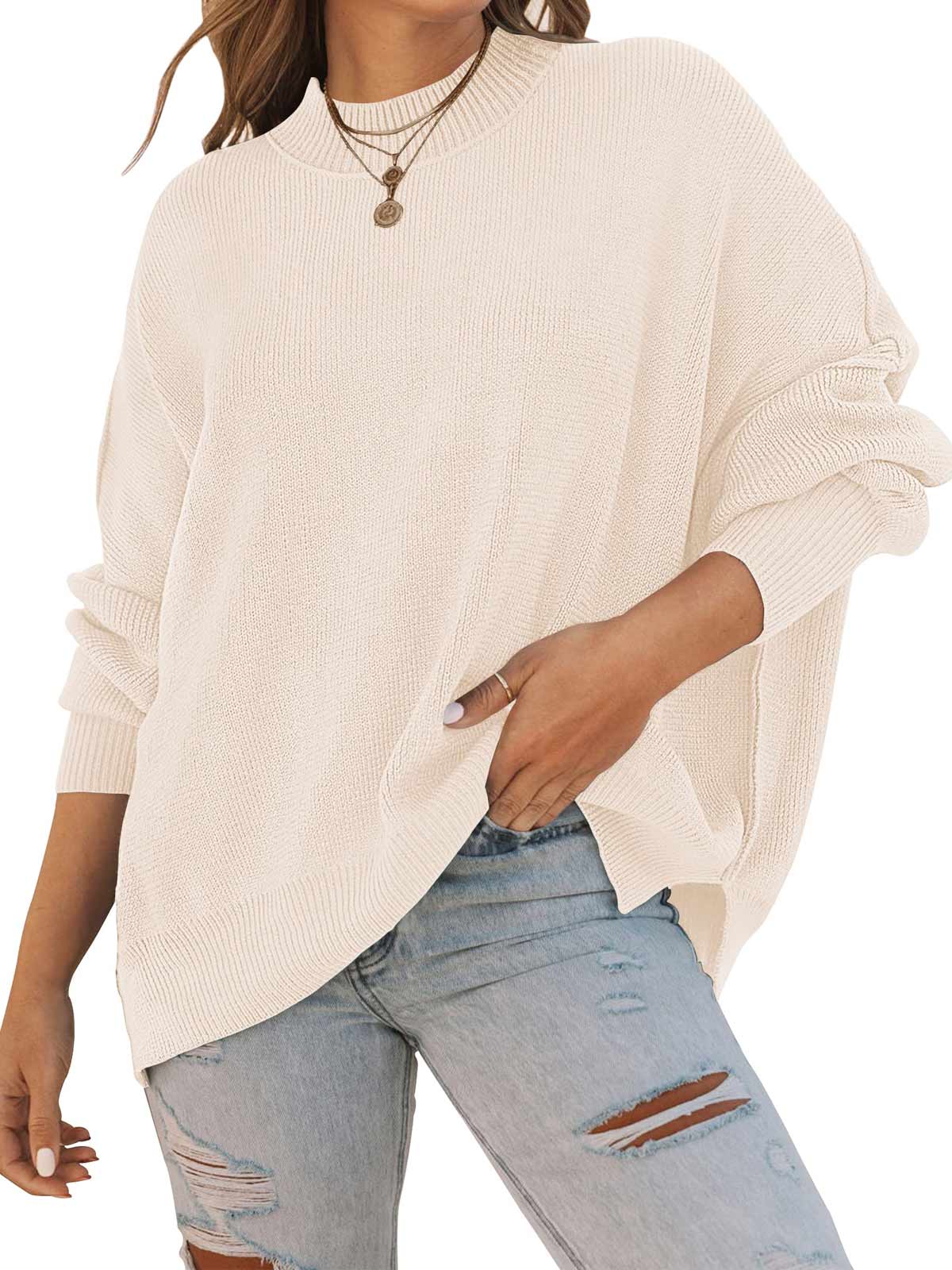 Side Slit Knit Balloon Sleeve Sweater