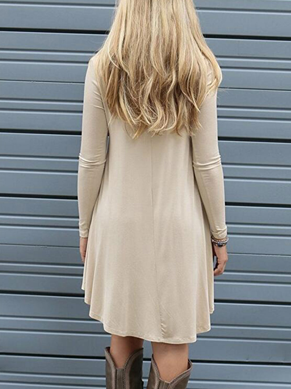 Ruffled Hem Long Sleeve Dress