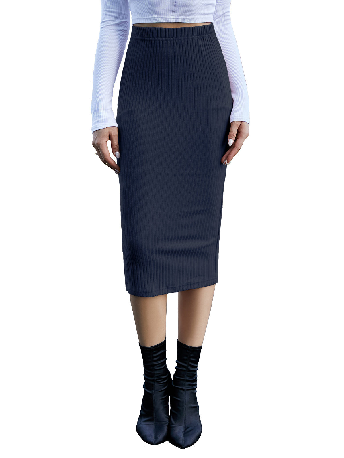 Knit Ribbed Bodycon Pencil Skirts