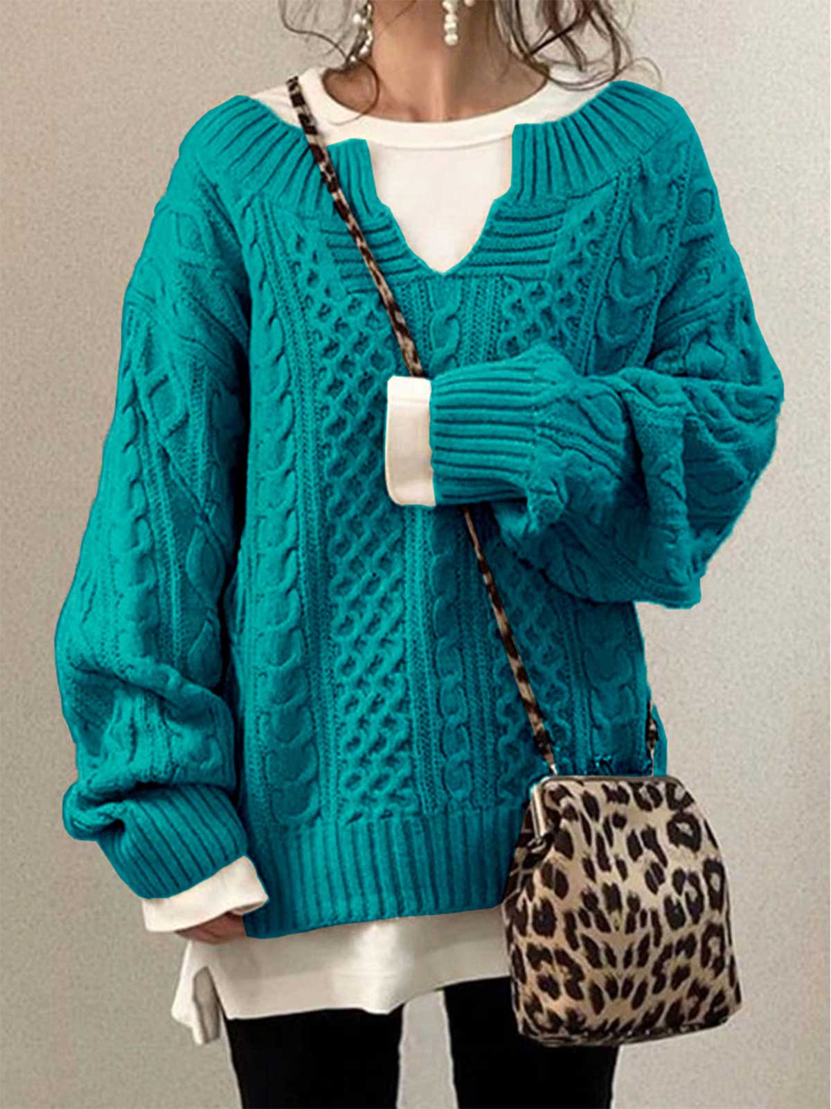 Slouchy Cable Knit Sweater