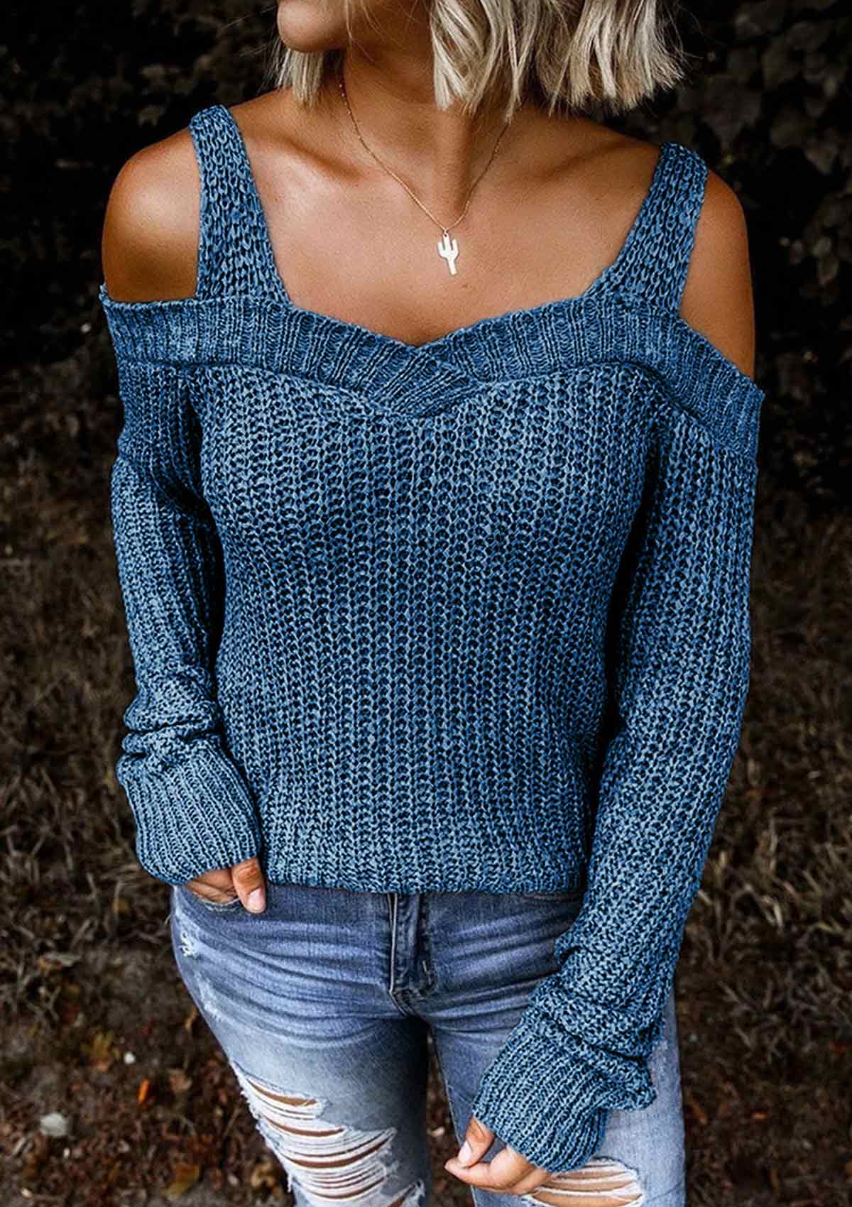 Cold Shoulder Knitted Sweater