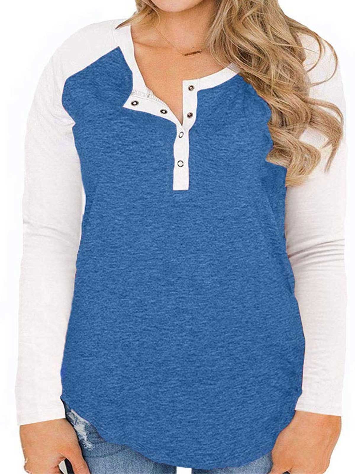 Plus Size Button Down Raglan Sleeve Tops