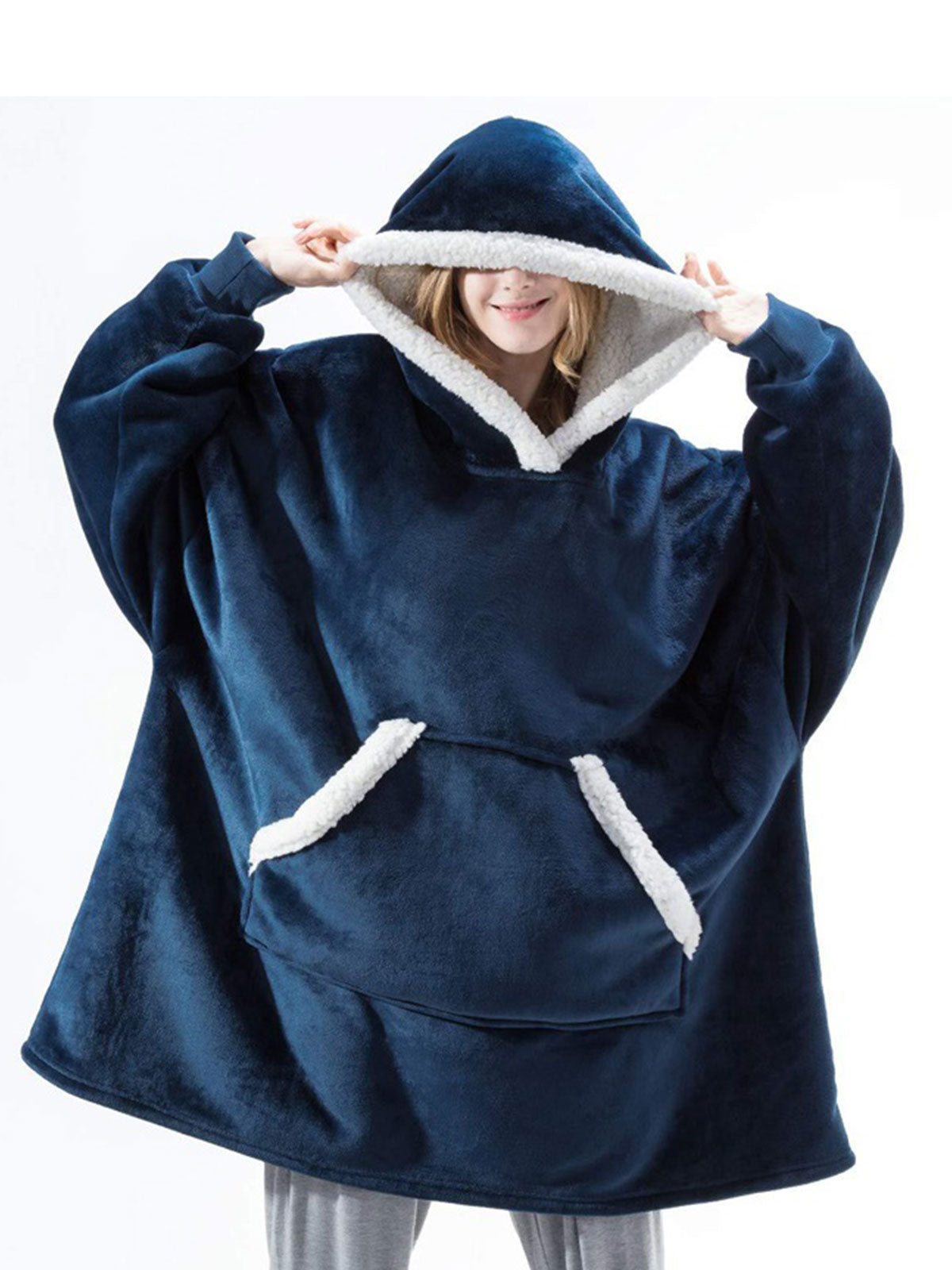 Oversize Lamb Fleece Lounging Hooded Sweater❄