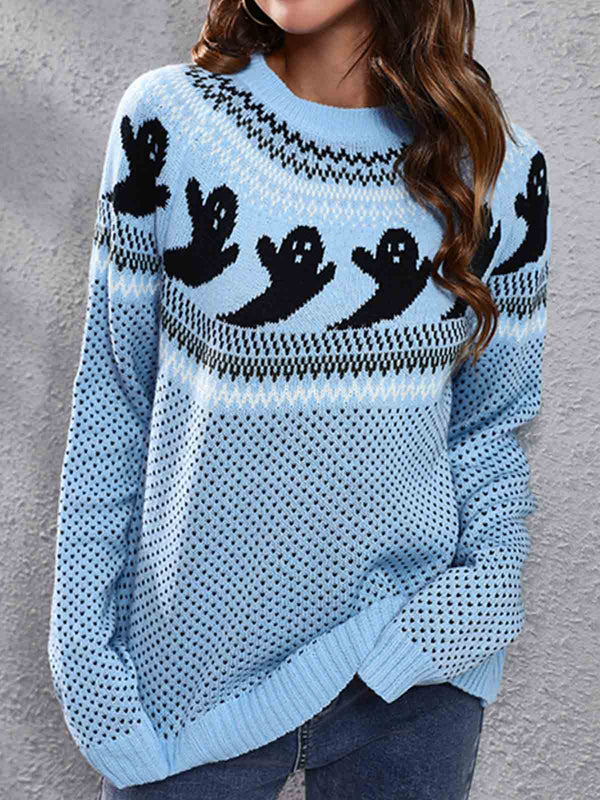 Ghost Print Knit Sweater