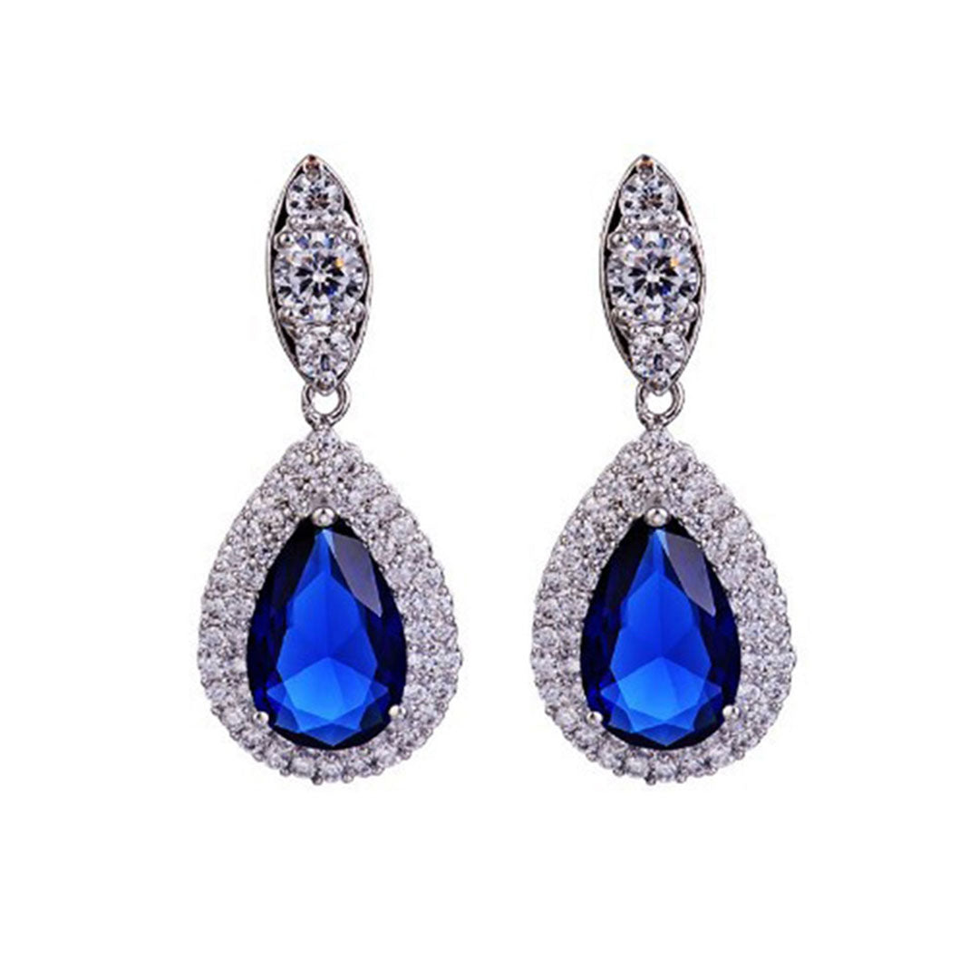 Zircon Marquise Leaf Teardrop Dangle Earrings Set