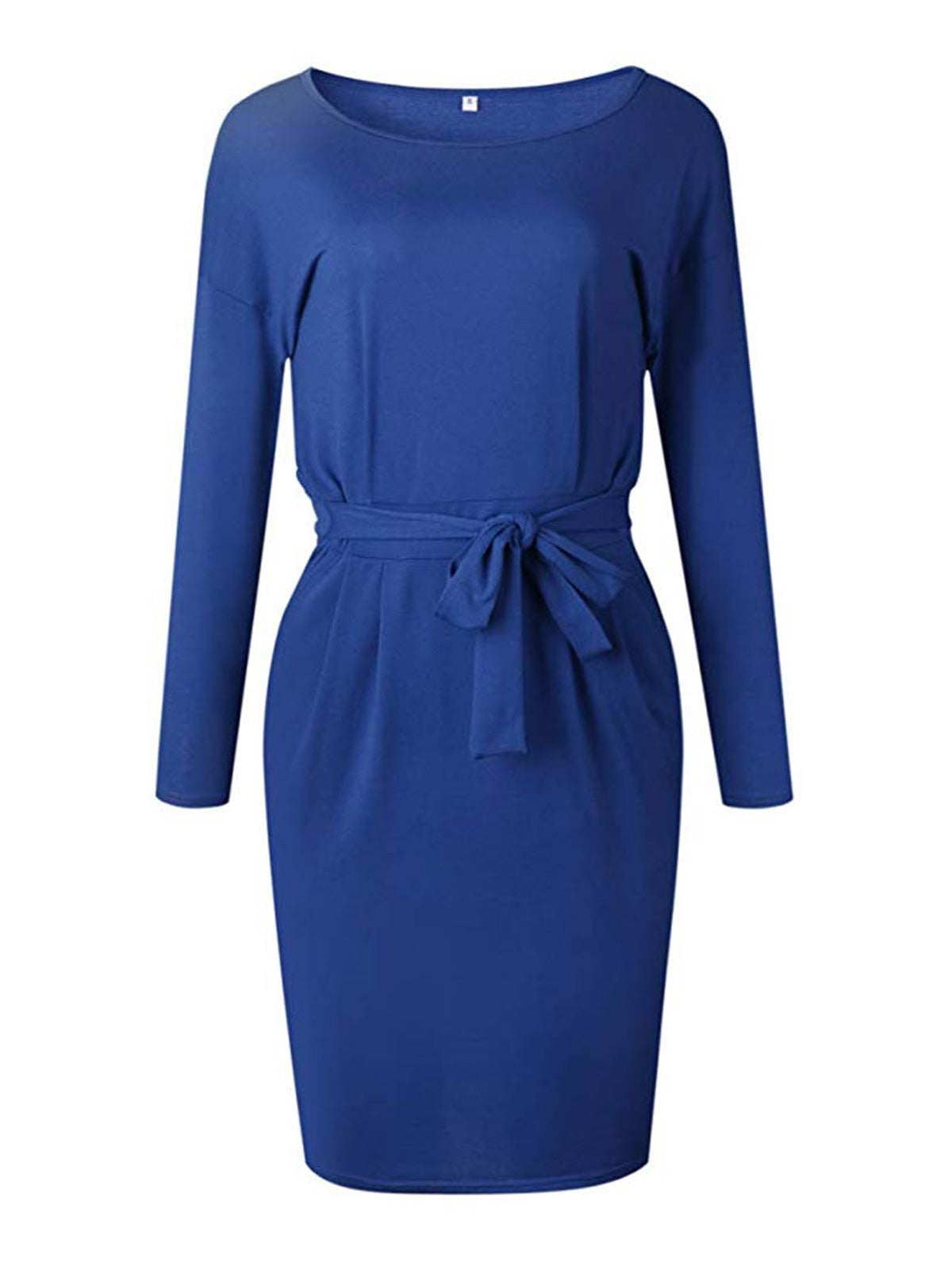 Plain Midi Bodycon Dress with Belt