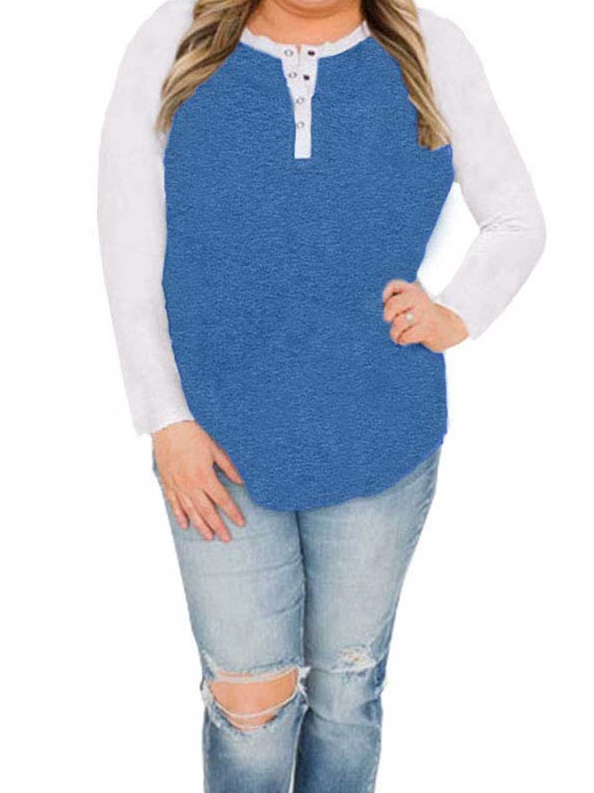 Plus Size Button Down Raglan Sleeve Tops