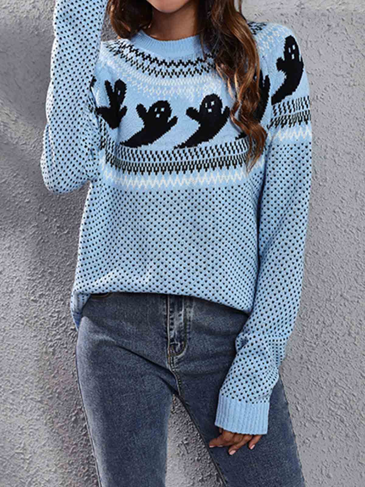 Ghost Print Knit Sweater