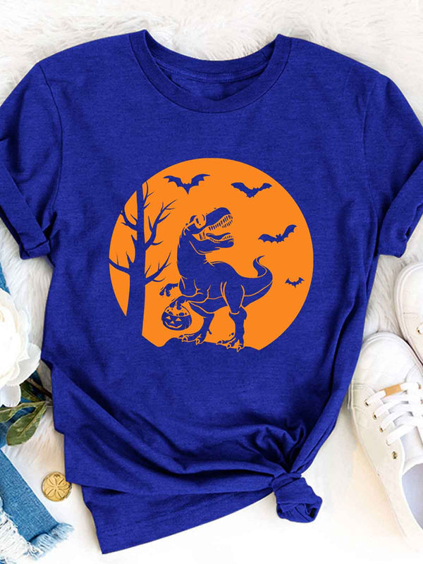 Dinosaur Bat Pumpkin Circle T-shirt