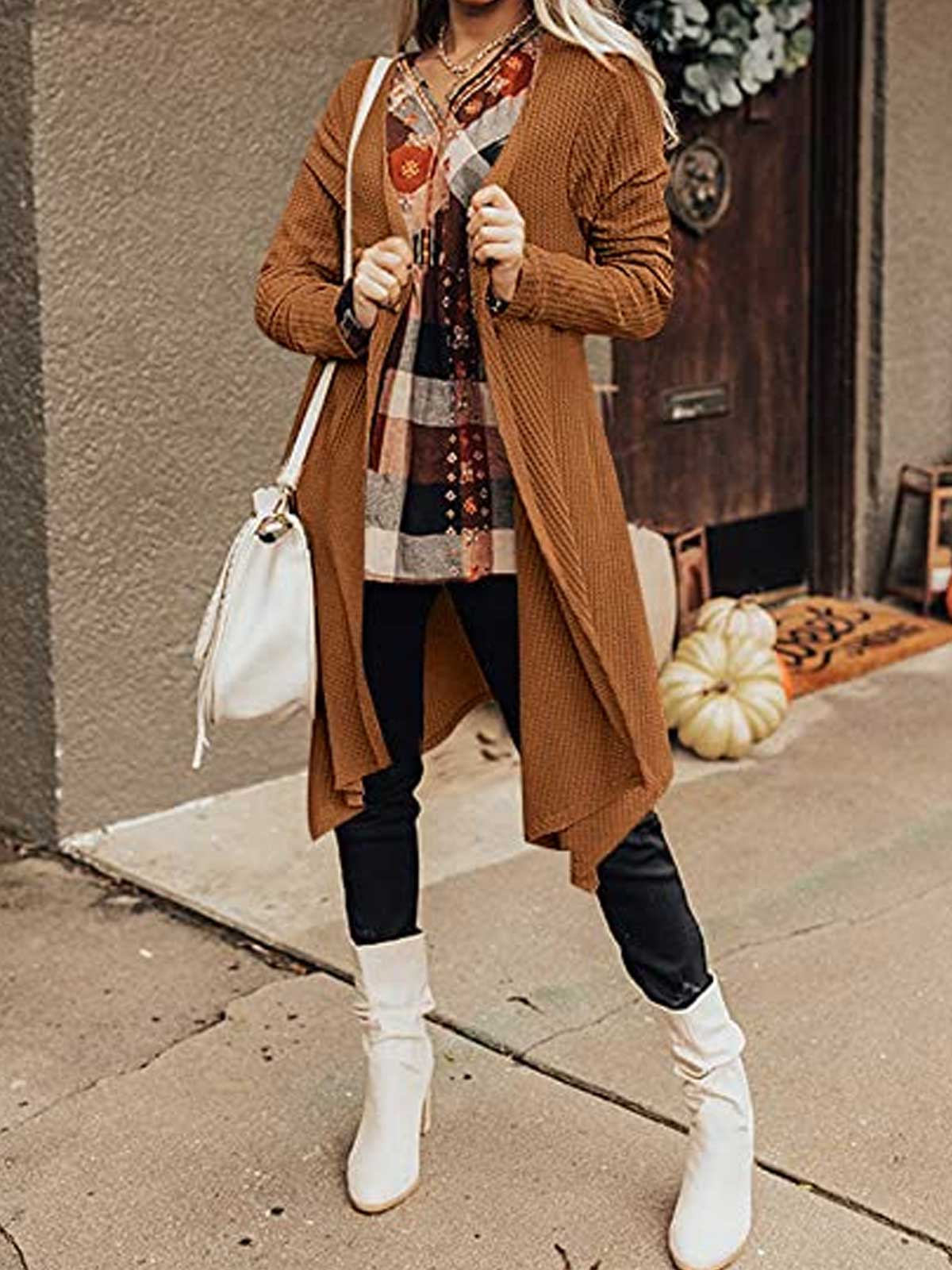 Irregular Hem Front Open Cardigan