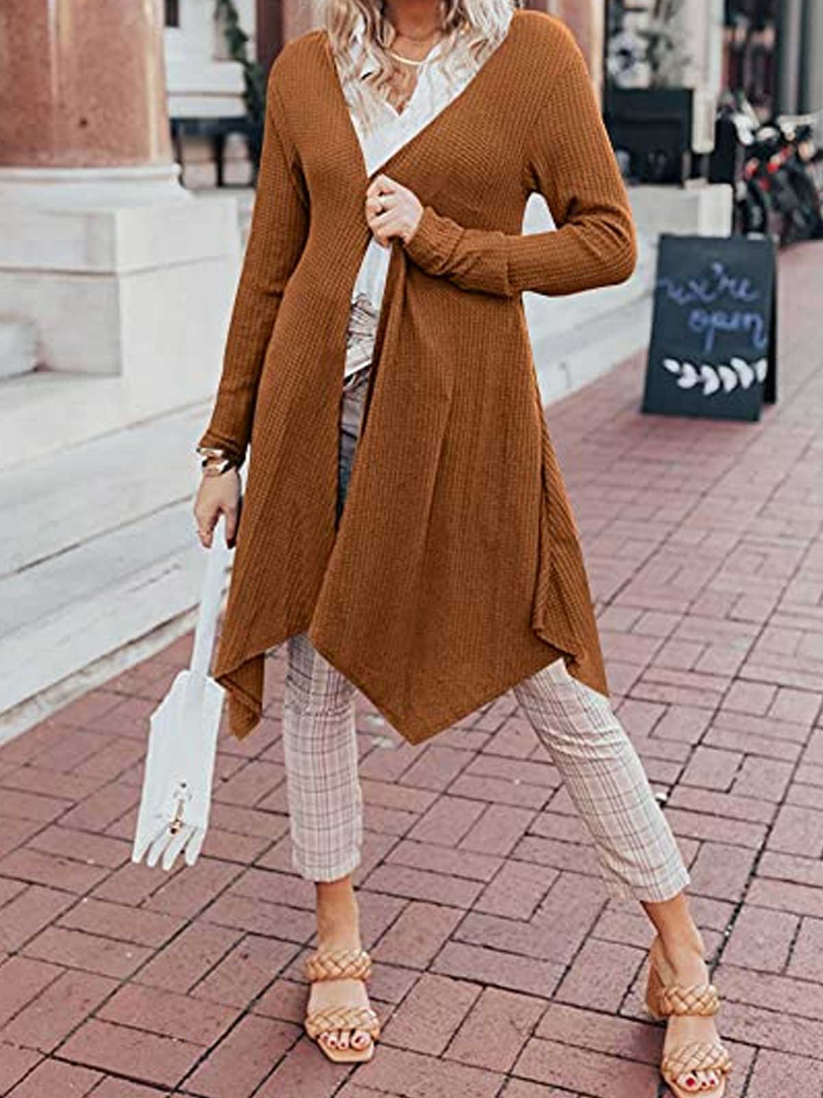 Irregular Hem Front Open Cardigan