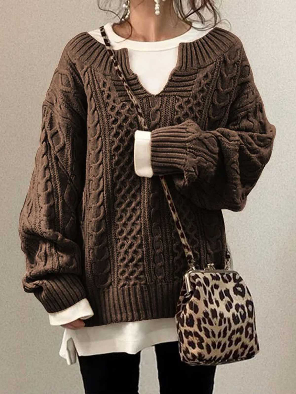 Slouchy Cable Knit Sweater