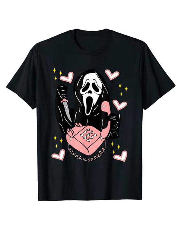 Ghost Print Plain T-shirt