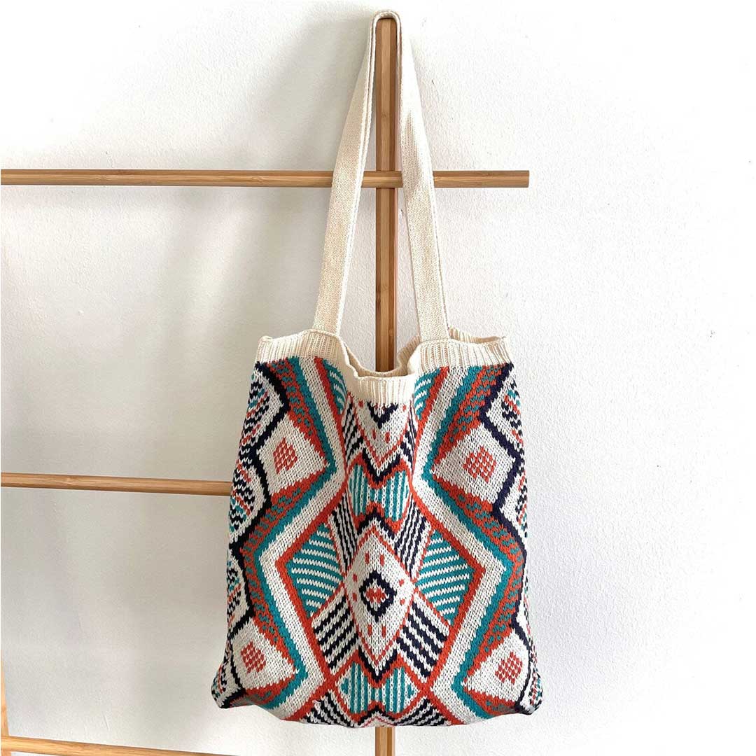 Knitted Boho Tote Bag