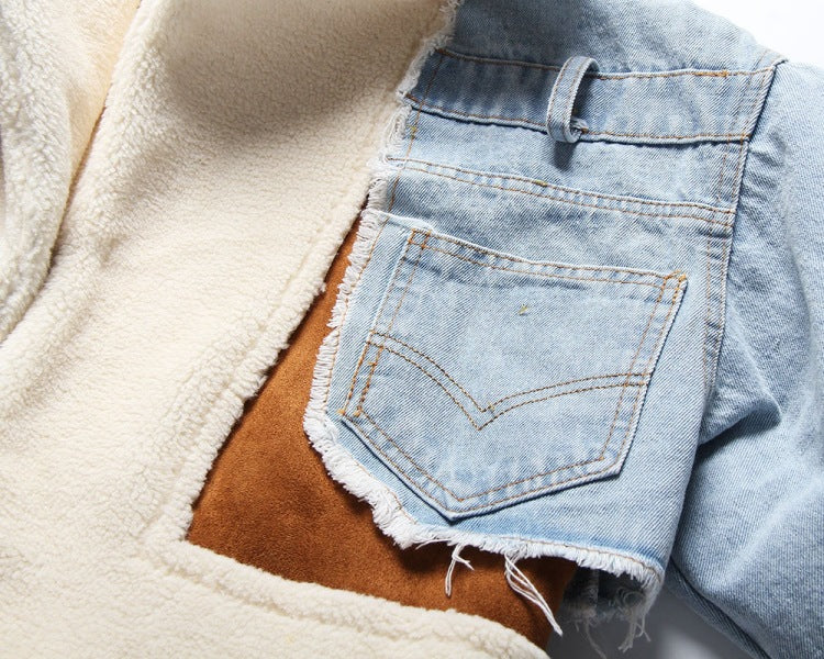 Fashion Denim Patchwork Jacket Coat