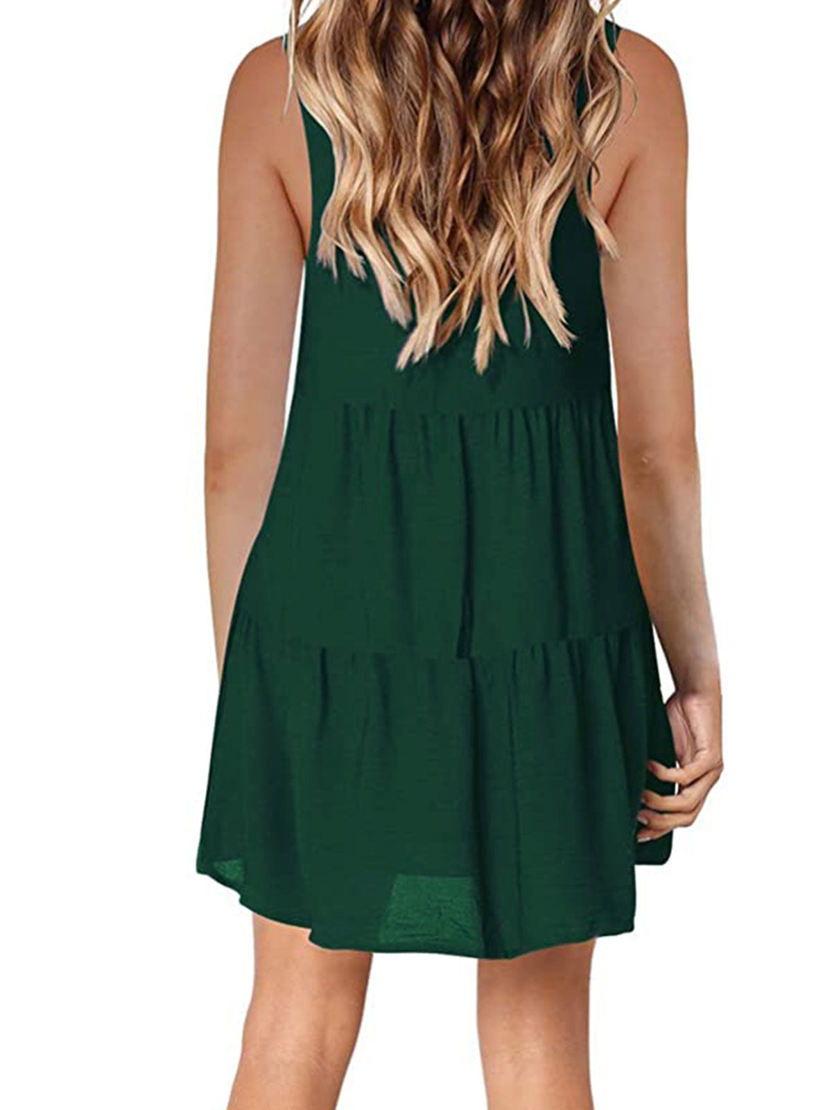 Plain Ruffled V-Neck Dresses