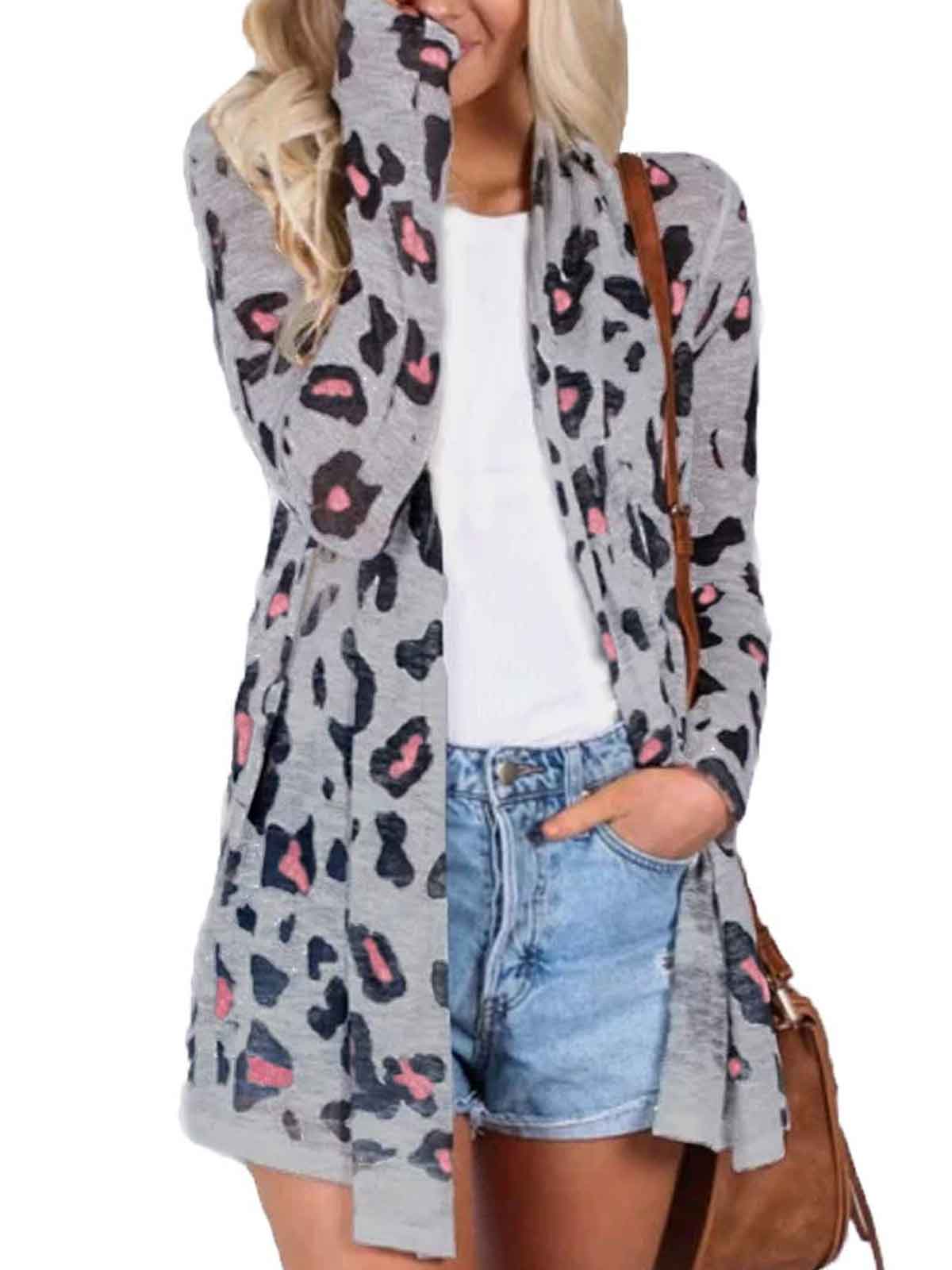 Long Sleeve Leopard Print Cardigans