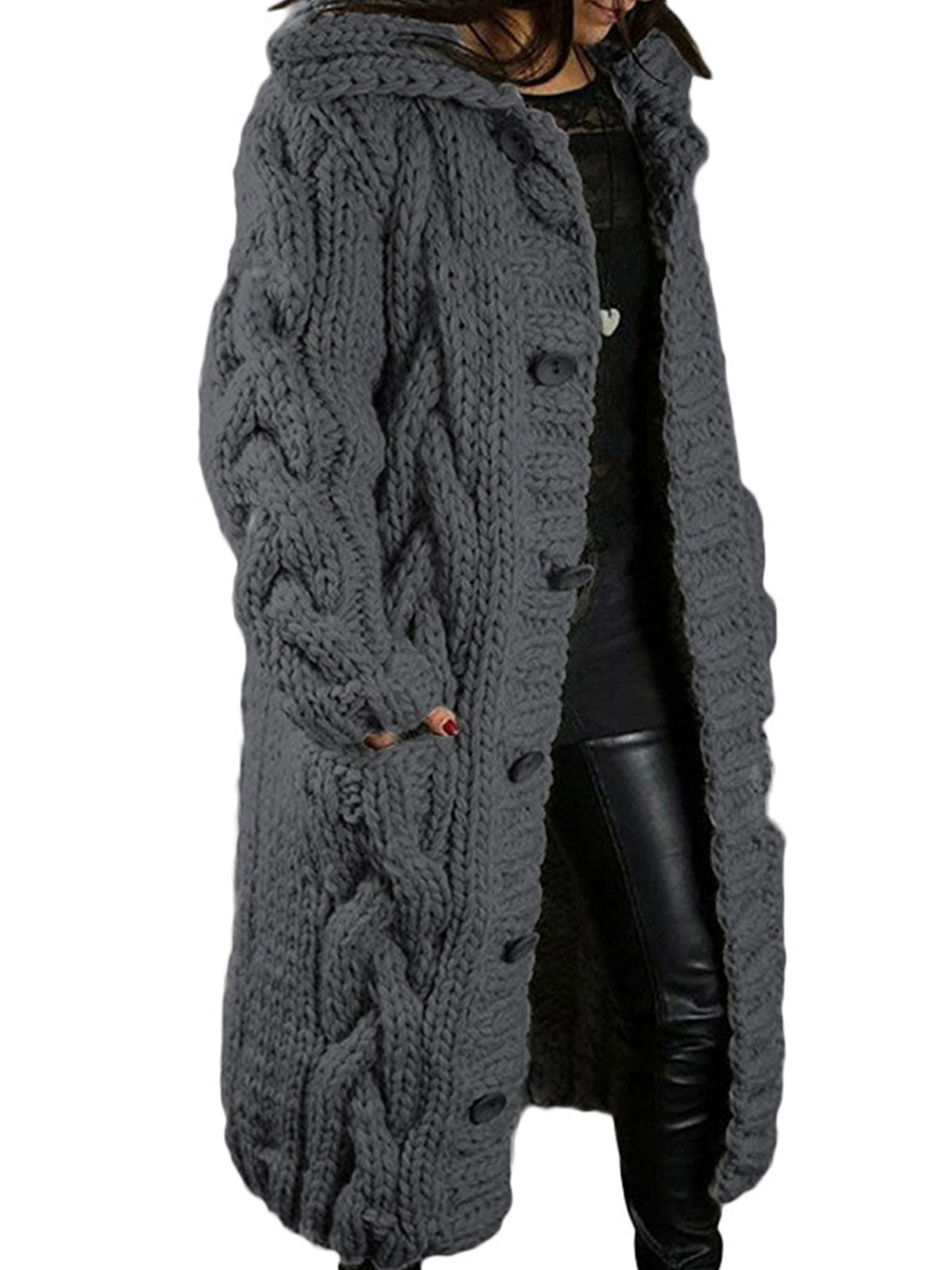 Knitted Thick-Line Cardigan Coat