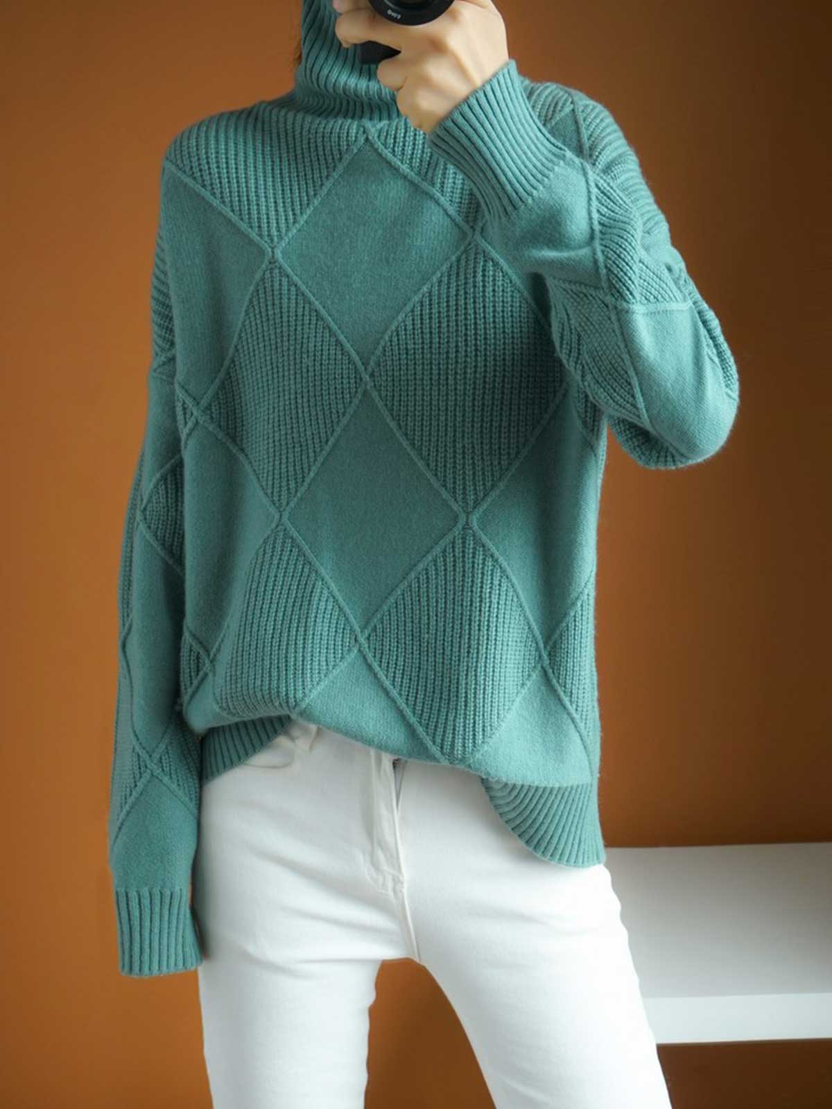 Cashmere Turtleneck Solid Color Sweater