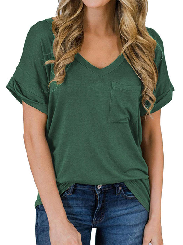 Solid Color T-shirt with Pocket