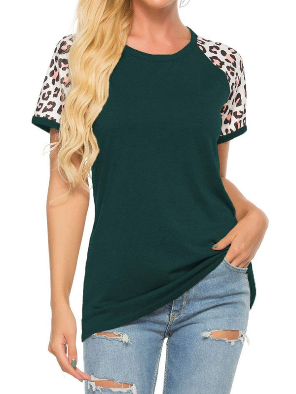 Leopard Print Raglan Sleeve T-Shirt