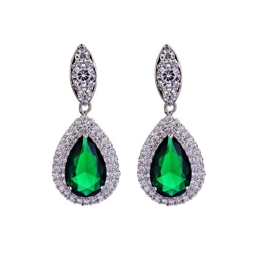 Zircon Marquise Leaf Teardrop Dangle Earrings Set