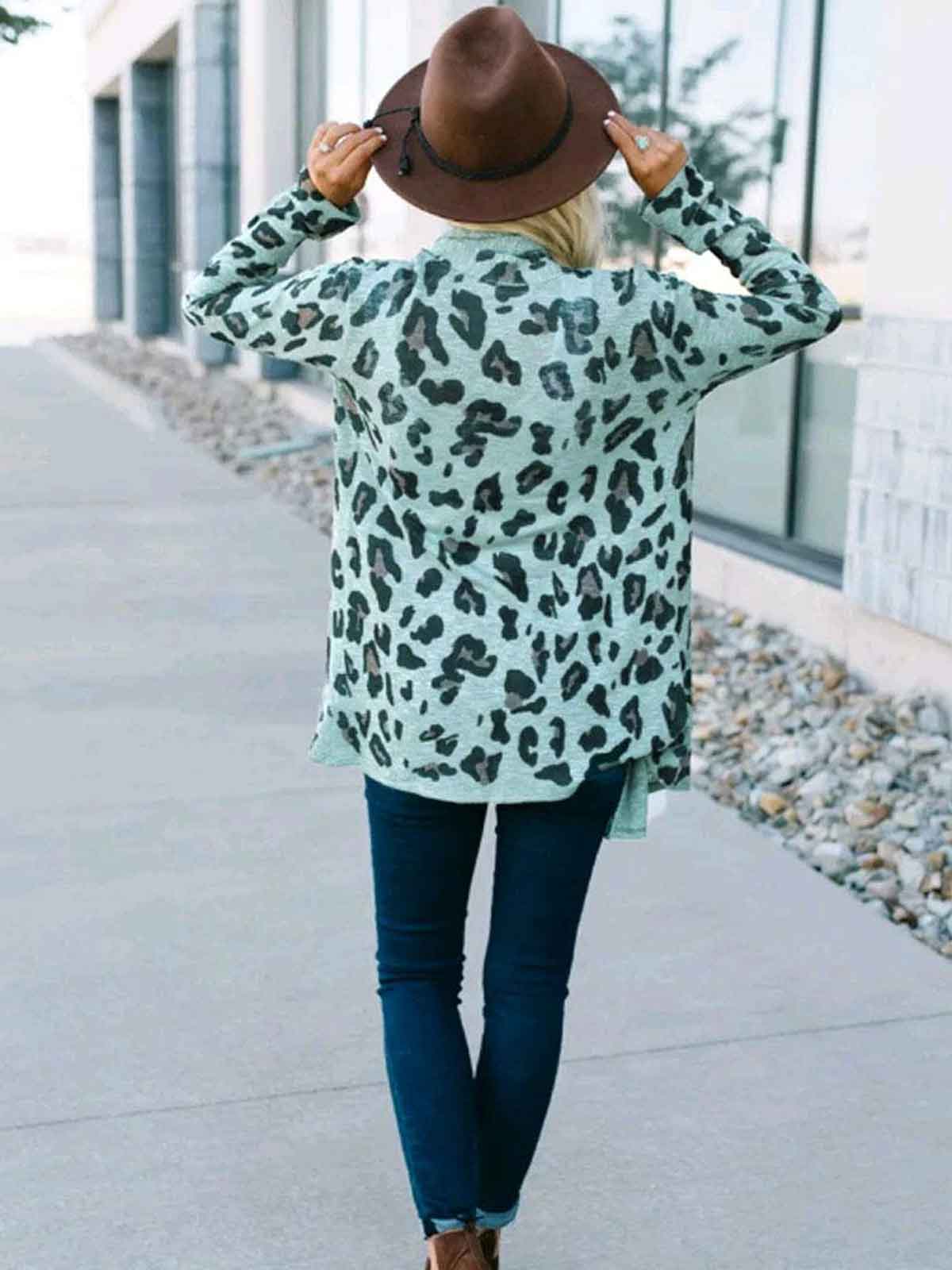 Long Sleeve Leopard Print Cardigans