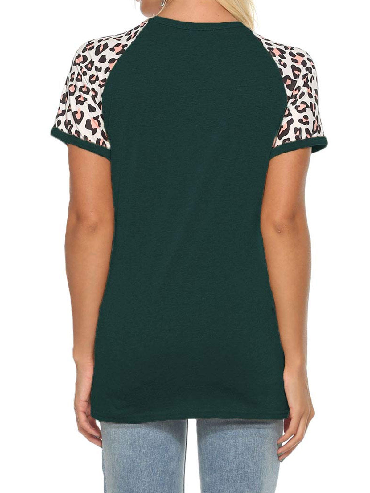 Leopard Print Raglan Sleeve T-Shirt